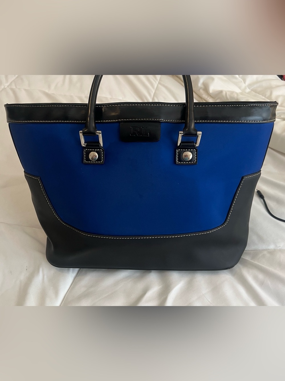 Ralph Lauren Royal Blue and Black Tote